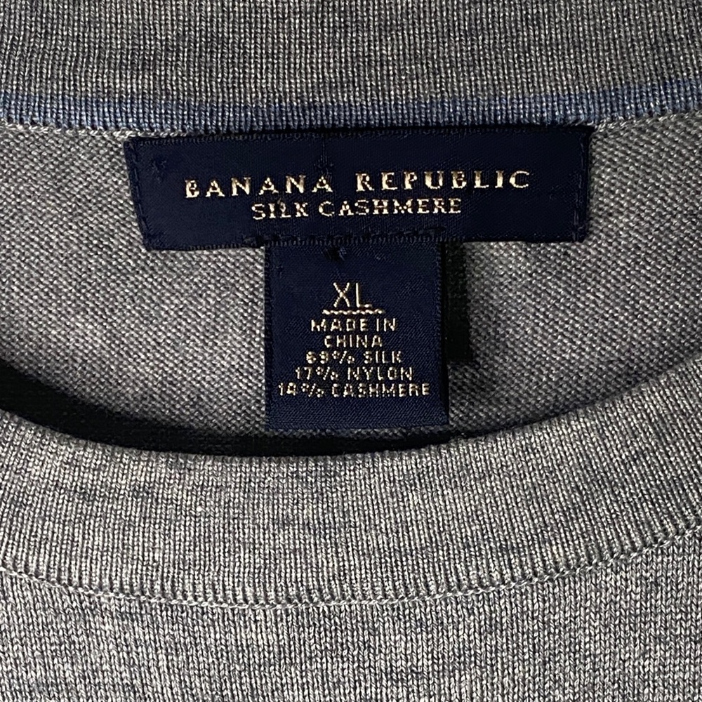 Banana Republic Silk Cashmere Gray Crewneck Sweater Men’s Size XL - 1340 - Picture 3 of 11